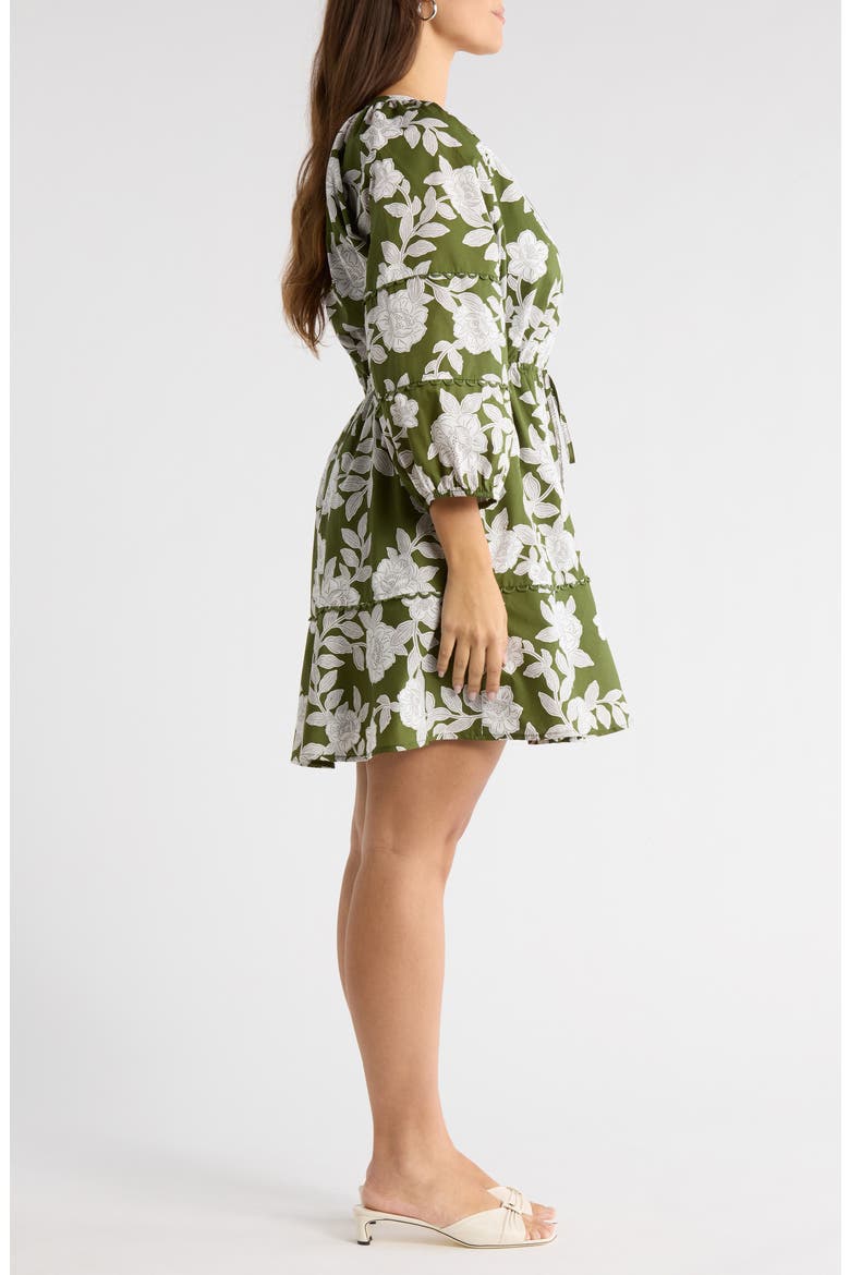Dabria Hizley Floral Long Sleeve Cotton Dress, Alternate, color, CREAM-GREEN