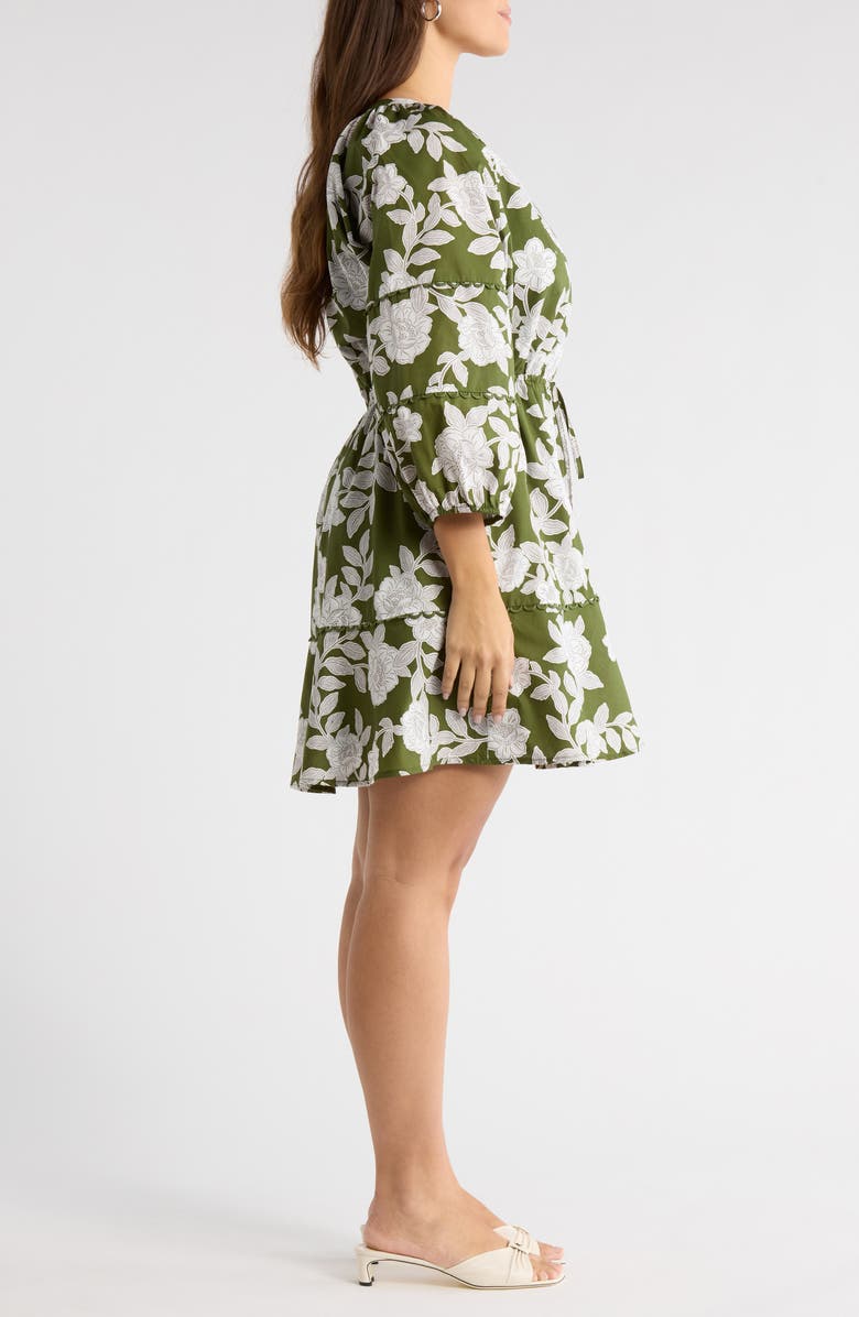 SUGARLIPS Dabria Hizley Floral Long Sleeve Cotton Dress, Alternate, color, Cream-Green