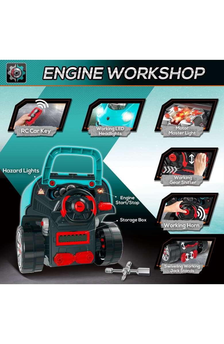 Qaba Mechanic Kids Truck Engine Toy Set, Alternate, color, Teal