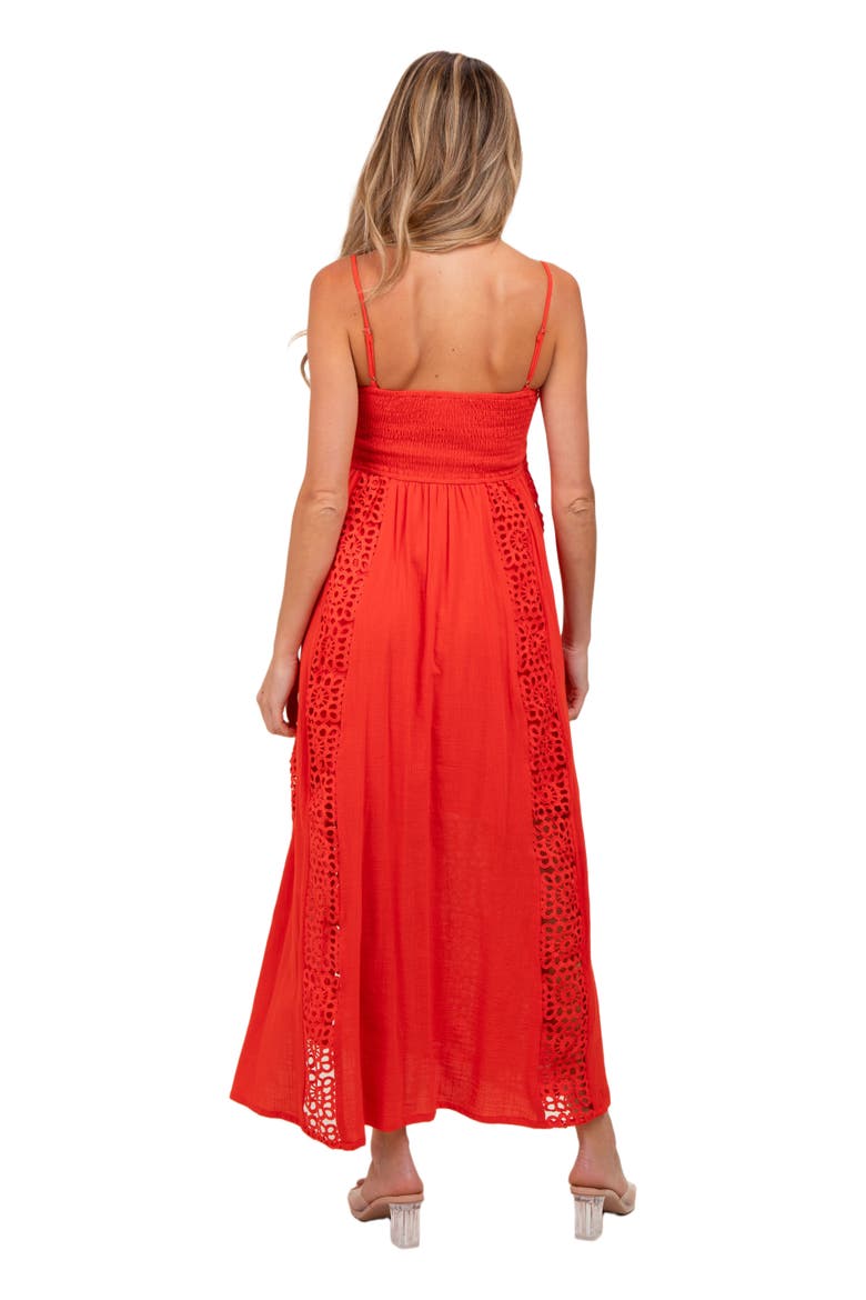 Crochet Lace Paneled Maxi Dress, Alternate, color, Red