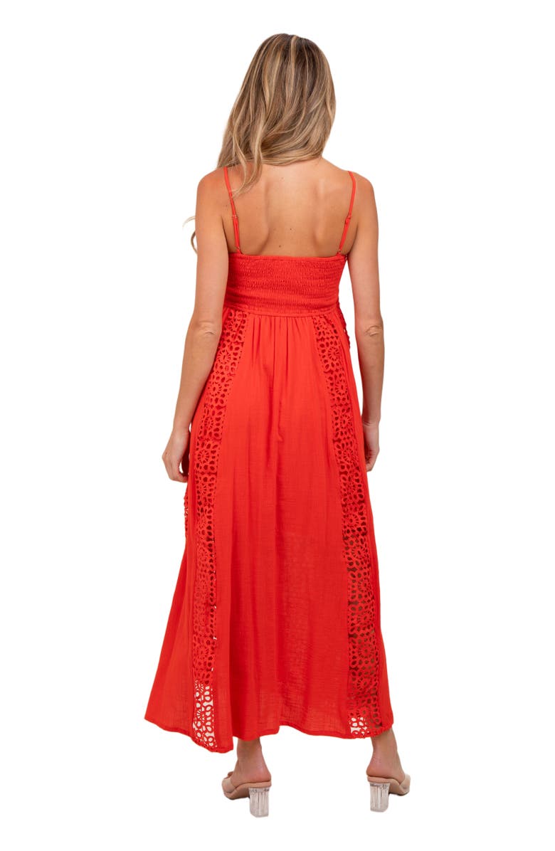PinkBlush Crochet Lace Paneled Maxi Dress, Alternate, color, Red