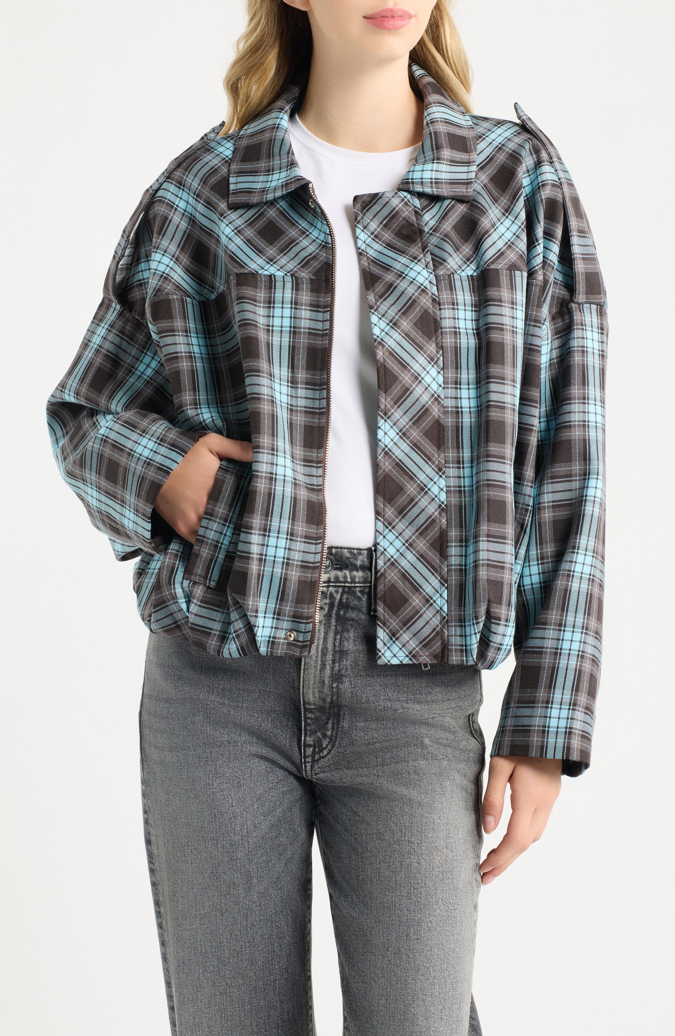 Petal & Pup Bindy Plaid Bomber Jacket (Women) | Nordstrom