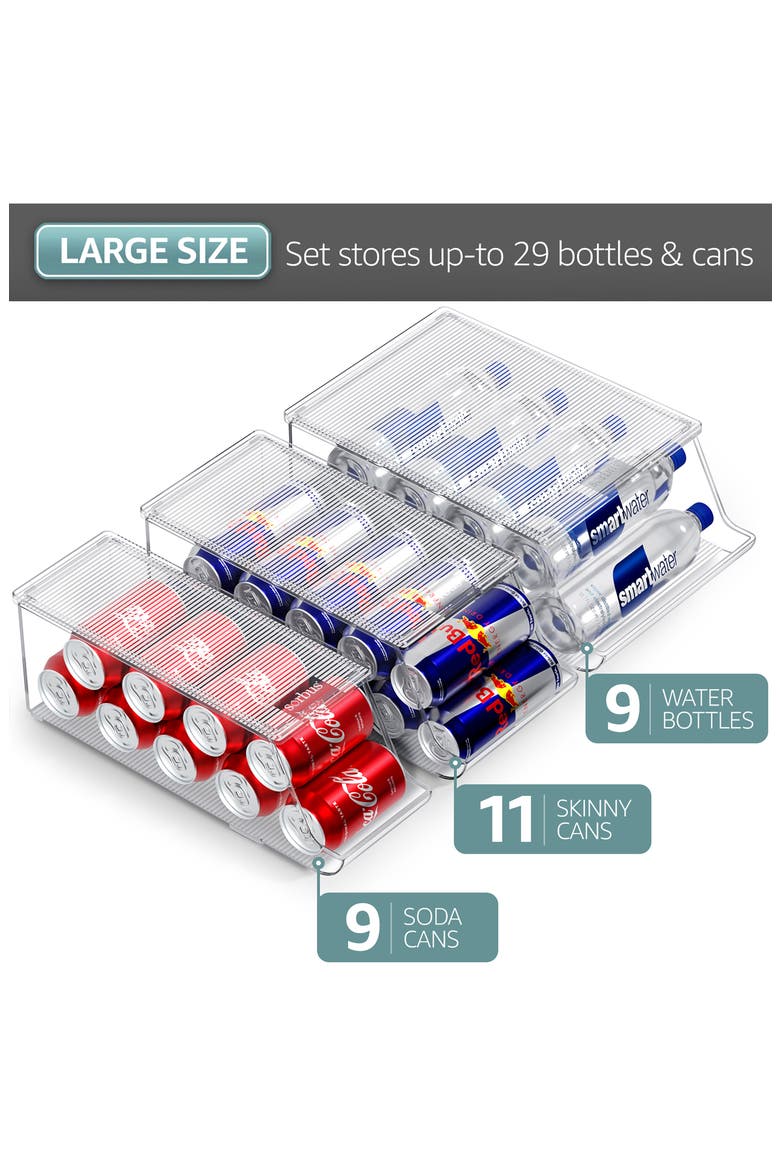 3-Piece Soda Can Organizer Set, Alternate, color, CLEAR