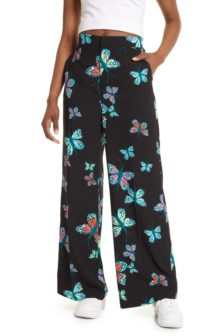 Cristina Martinez Print Pants, Main, color, BLACK BUTTERFLY BEAUTY