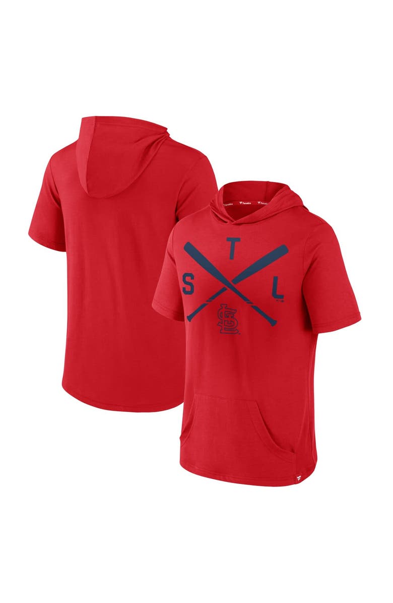 FANATICS Men's Fanatics Branded Red St. Louis Cardinals Iconic Rebel Short Sleeve Pullover Hoodie, Main, color, Red