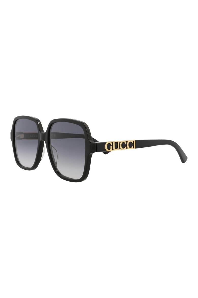 58mm Square Sunglasses, Alternate, color, BLACK BLACK GREY