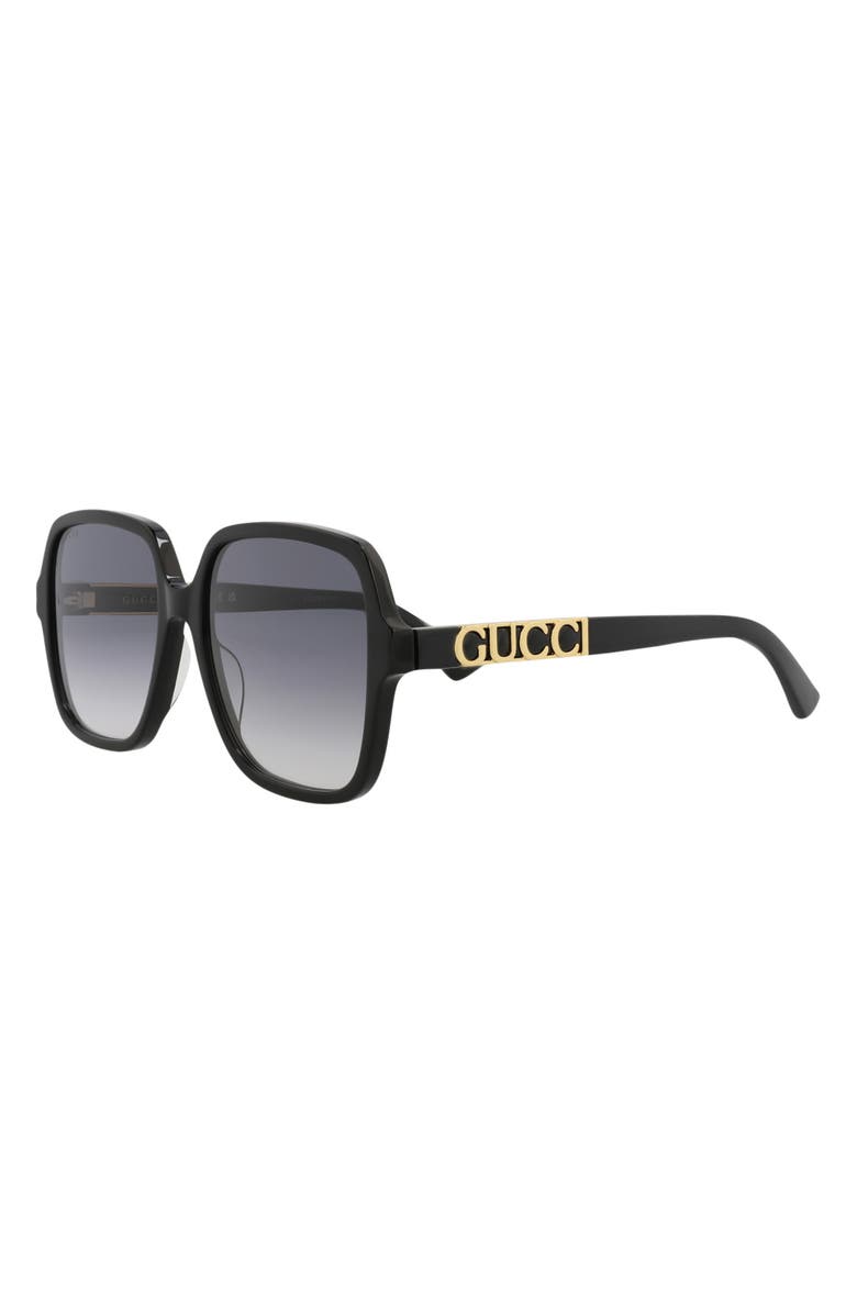 Gucci 58mm Square Sunglasses, Alternate, color, Black Black Grey
