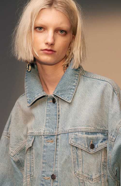 TOPSHOP TOPSHOP OVERSIZE BALLOON SLEEVE DENIM JACKET 