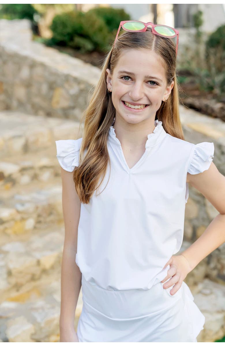 Lila and Hayes Ellie Girls' Sleeveless Ruffled Top by LH Sport, Alternate, color, White