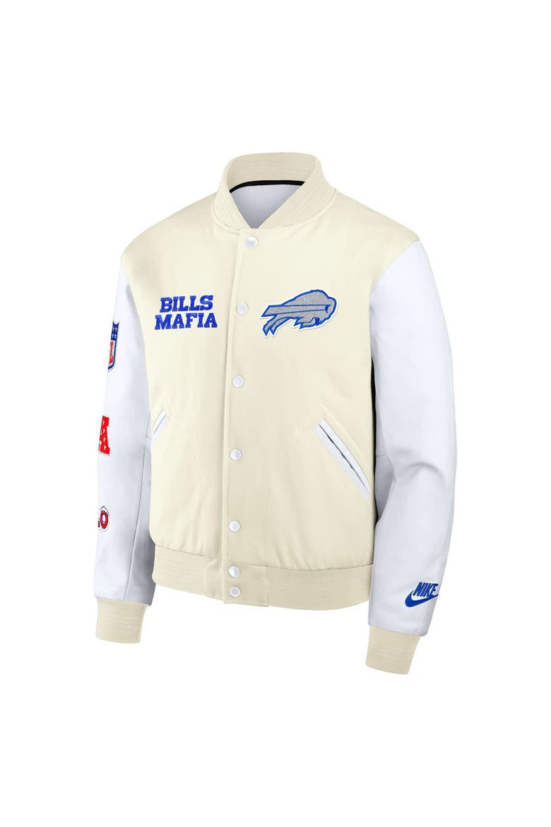 Men's Nike White Buffalo Bills 2025 Rivalries Collection Full-Snap Varsity Jacket, Alternate, color, White