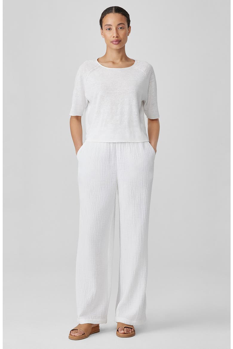 Rolled Edge Linen Blend Sweater, Alternate, color, WHITE