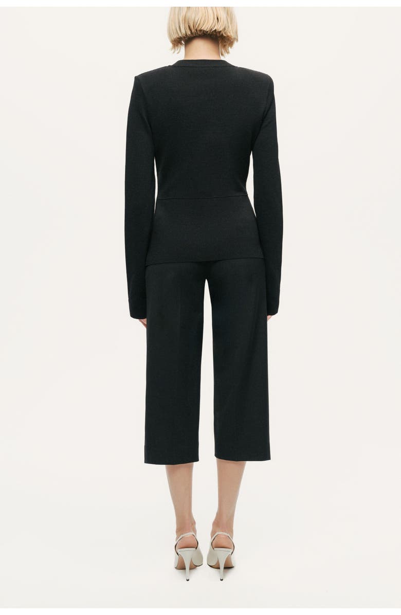 Nocturne Sculpted Button-Front Knit Top, Alternate, color, Black