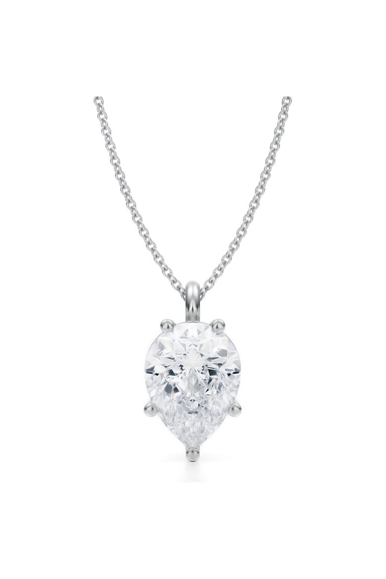 Pear Solitaire Lab Diamond Pendant Necklace 14K 3.50ct, Main, color, White Gold