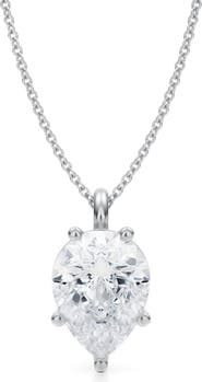 ALLUREZ Pear Solitaire Lab Diamond Pendant Necklace 14K 3.50ct