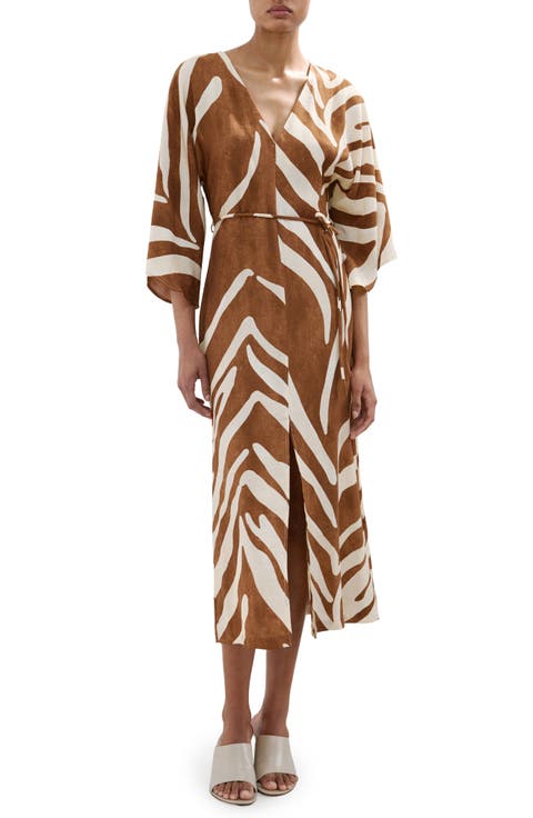 Print Tie Waist Midi Dress (Regular & Plus)