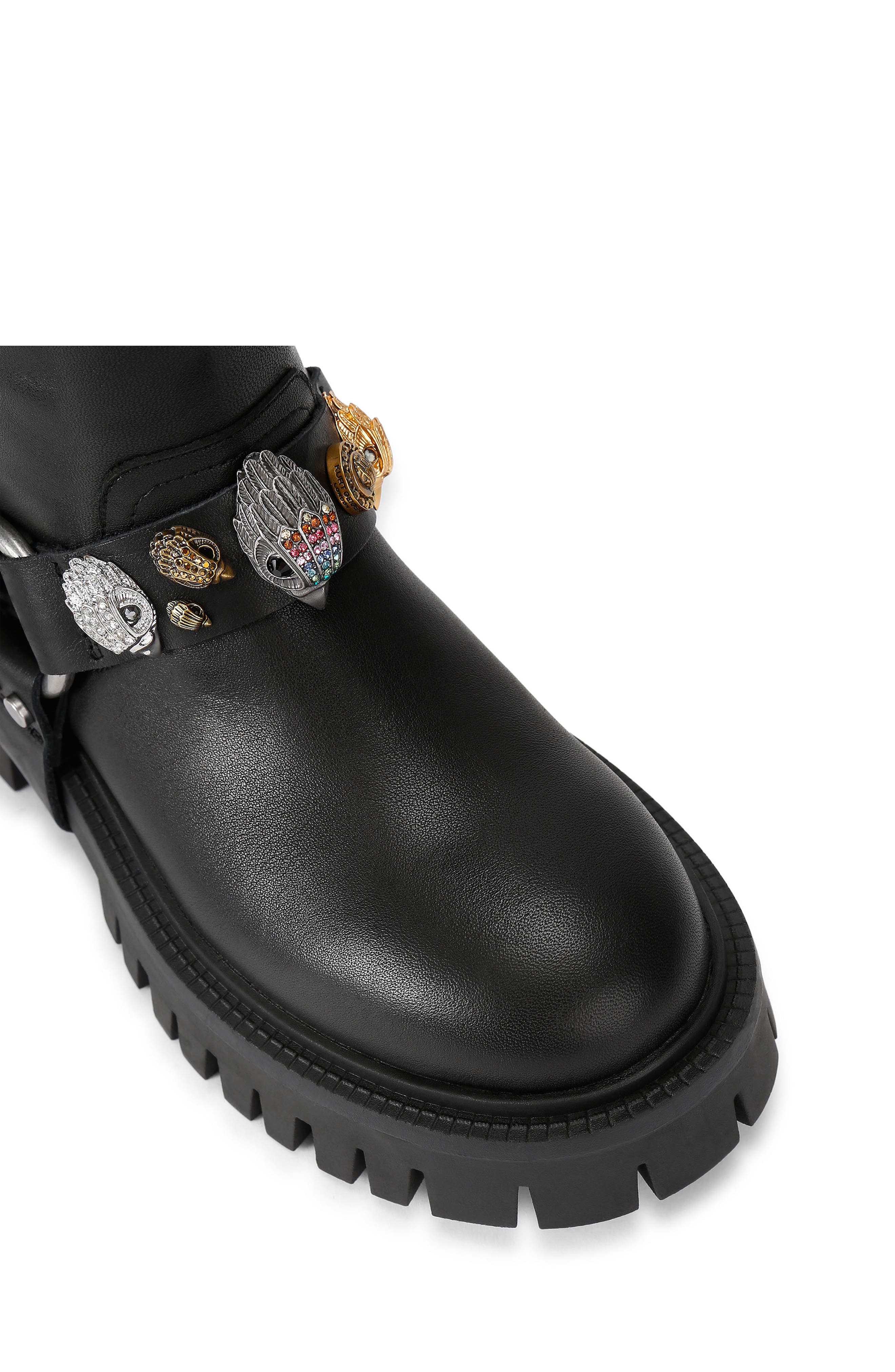 Eagles Harness Leather Biker Boot, Alternate, color, BLACK