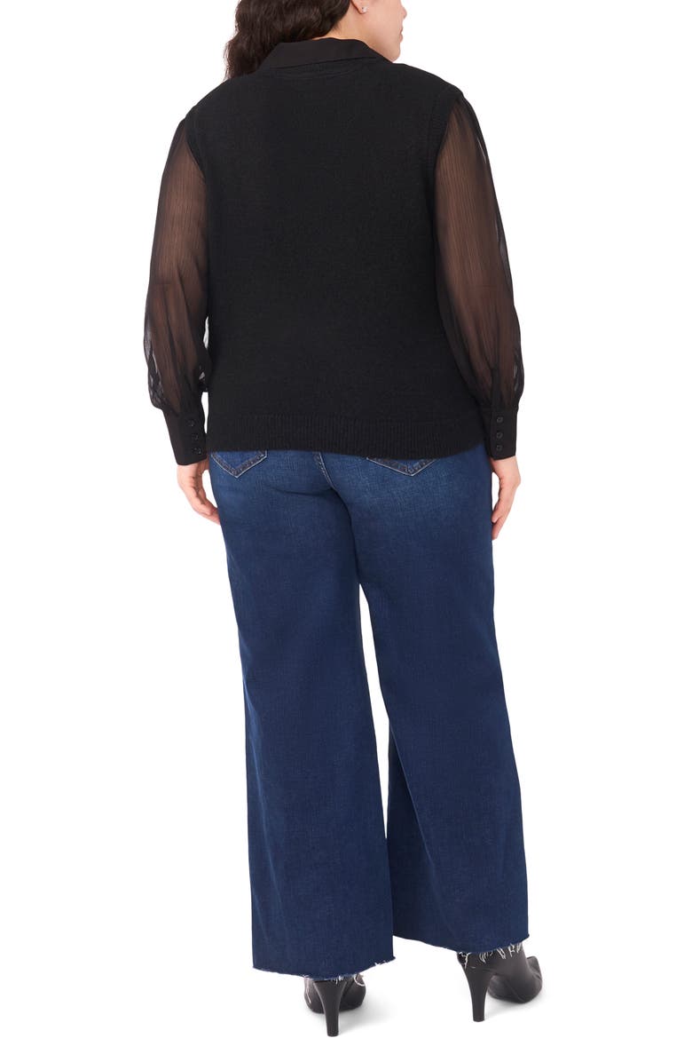 Halogen<sup>®</sup> Mixed Media Long Sleeve Sweater, Alternate, color, Rich Black