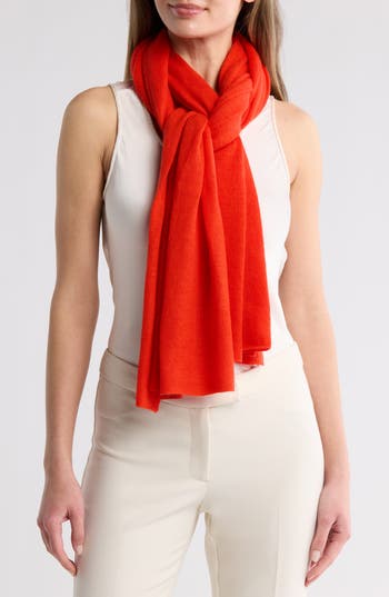La Fiorentina Cashmere & Wool Blend Wrap In Orange