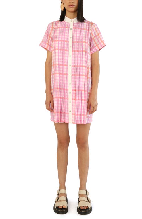 De Loreta Azulejo Short Sleeve Cotton Mini Shirtdress in Loto Print  product