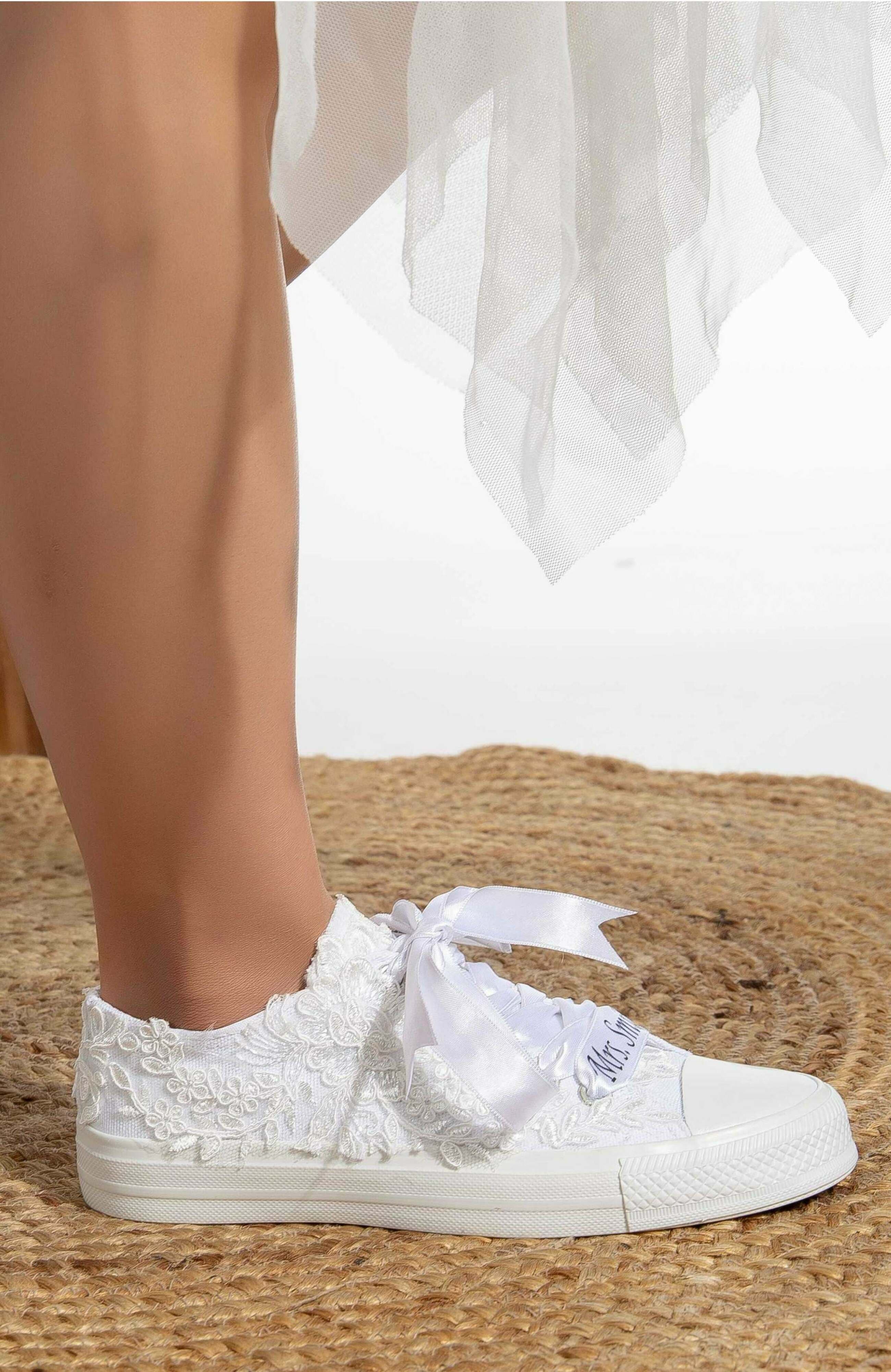 Forever 
Always Shoes Belle Lace White Bridal Sneakers, Alternate, color, White