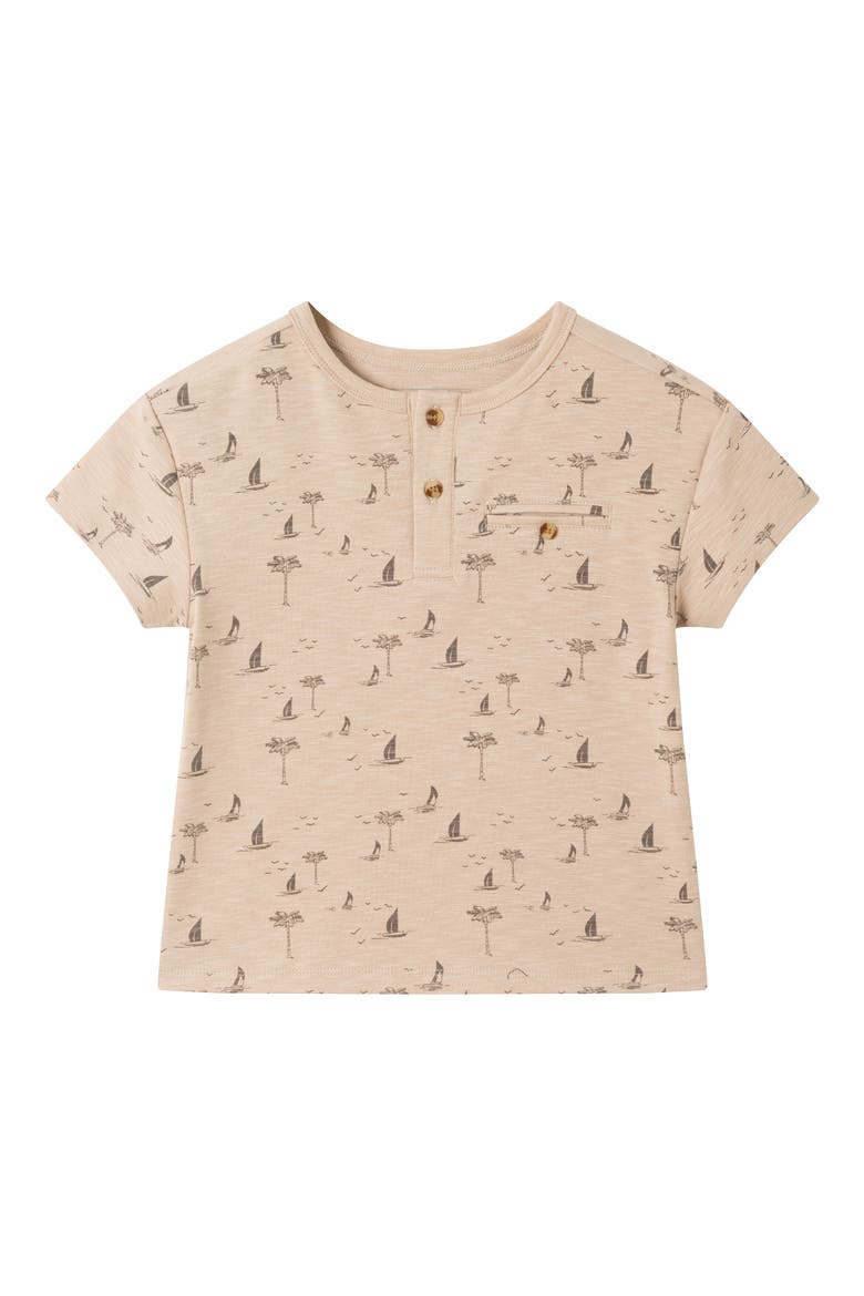 Kids' Surfboard Henley T-Shirt & Shorts Set, Alternate, color, BEIGE