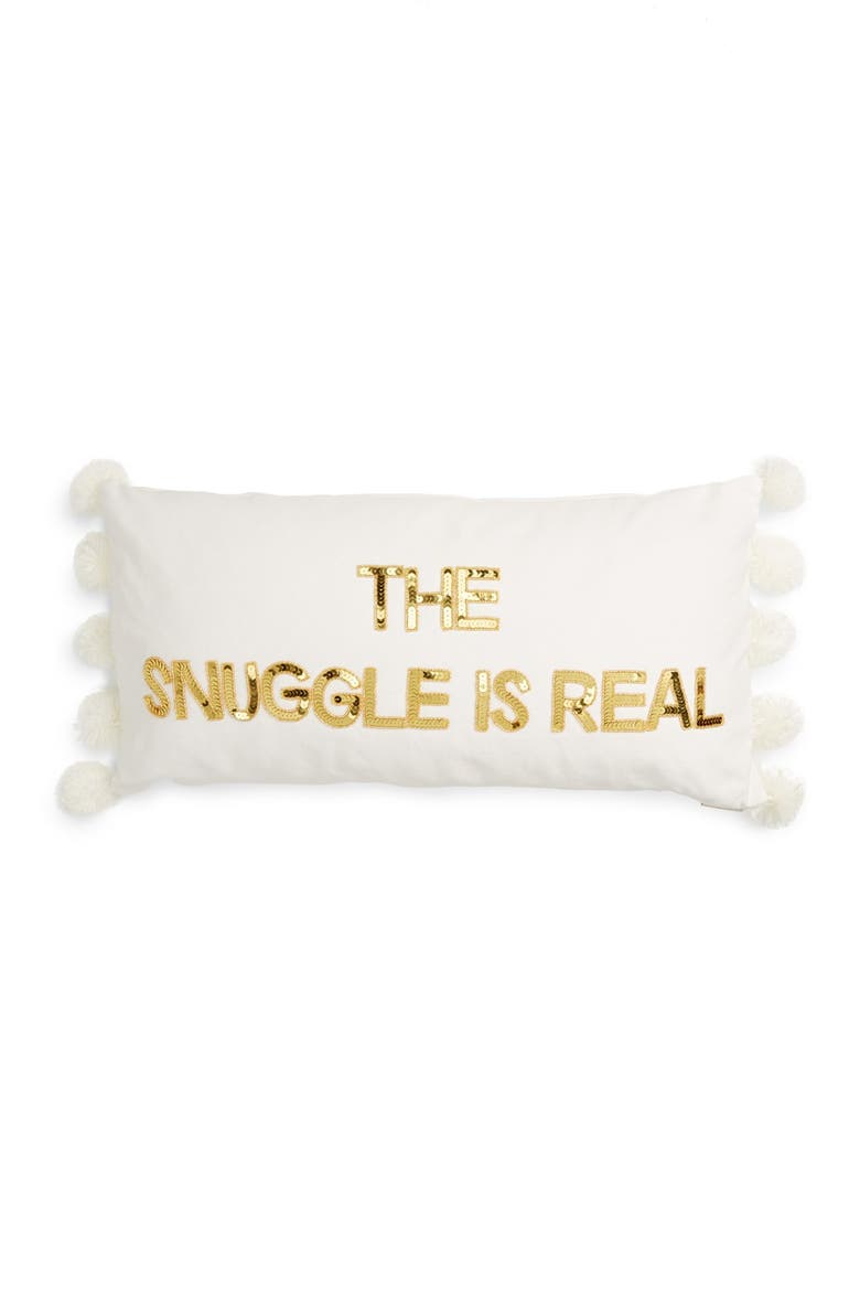 Snuggle is Real Acccent Pillow, Main, color, WHITE