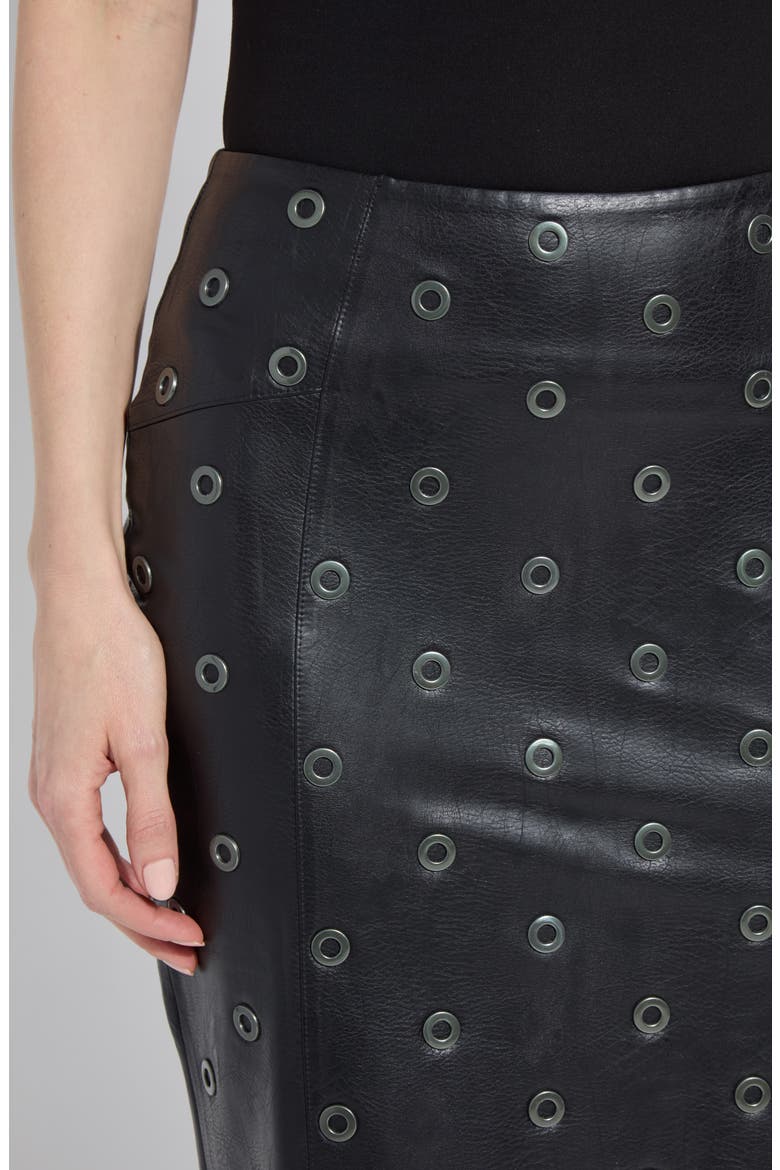 Leonette Grommet Faux Leather Skirt, Alternate, color, BLACK