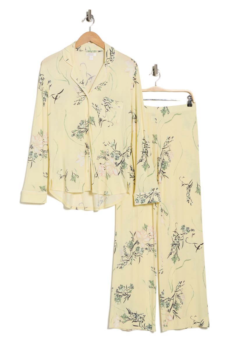 Tranquility Long Sleeve Shirt & Pants Pajamas, Alternate, color, YELLOW- WHITE SPRAWLING FLORAL