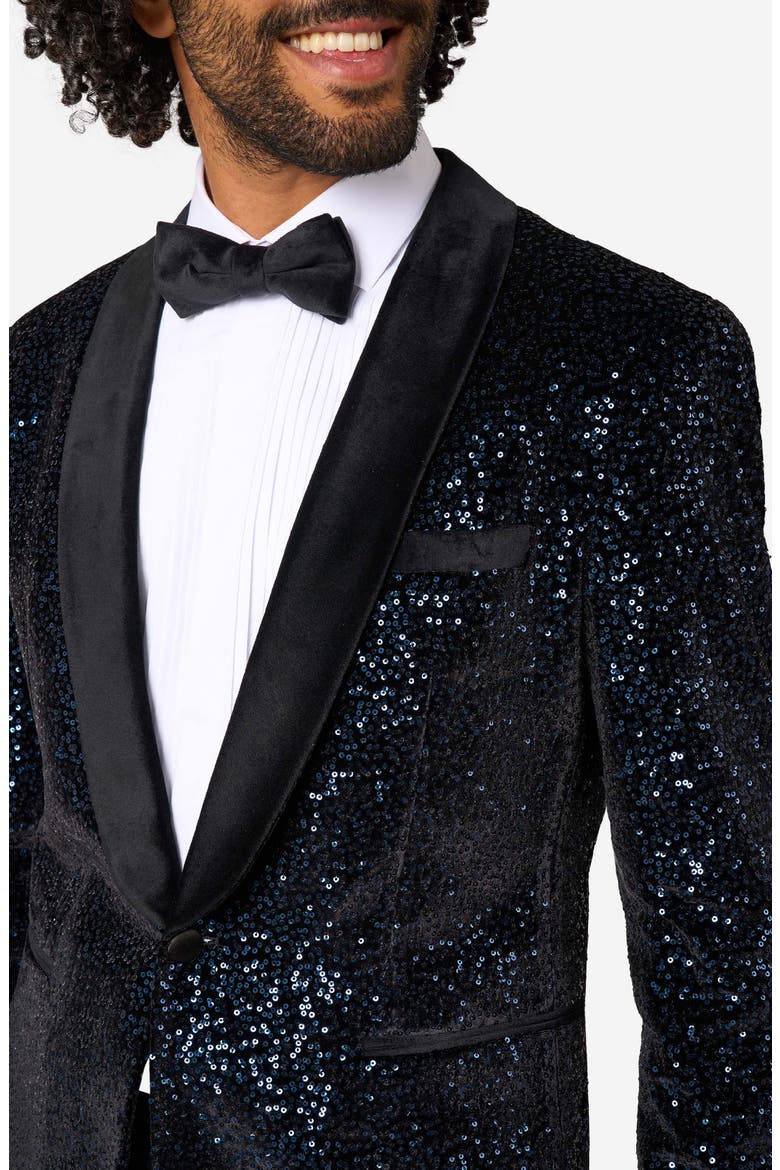 Navy Sequin Dinner Jacket, Alternate, color, BLUE
