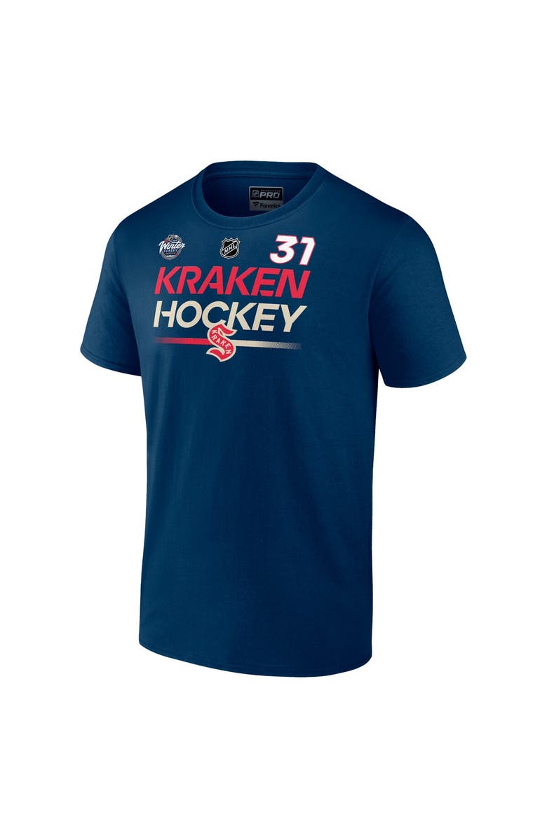 FANATICS Men's Fanatics Branded Philipp Grubauer Deep Sea Blue Seattle Kraken 2024 NHL Winter Classic Authentic Pro Name & Number T-Shirt, Alternate, color, 