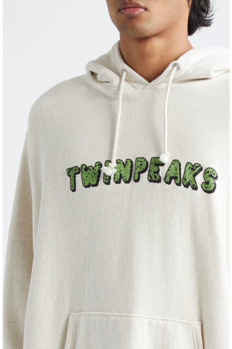 'Twin Peaks' Oversize Cotton Graphic Hoodie, Alternate, color, IVORY