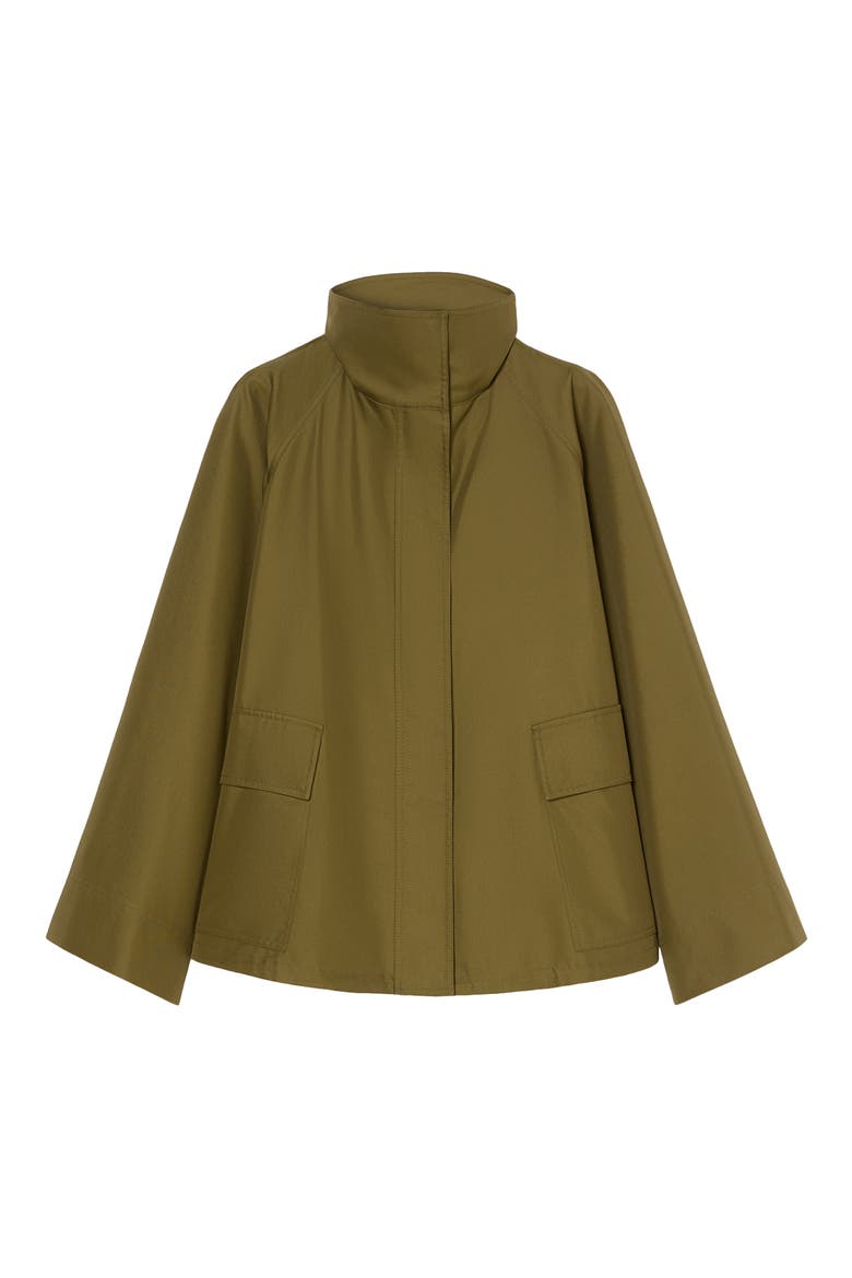 Water Repellent Stand Collar Raincoat, Alternate, color, KAKI