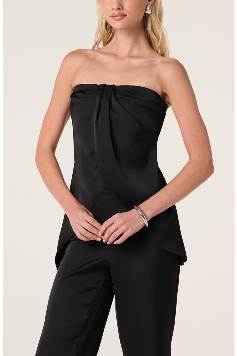 Keona Strapless Twisted Front Top, Alternate, color, BLACK