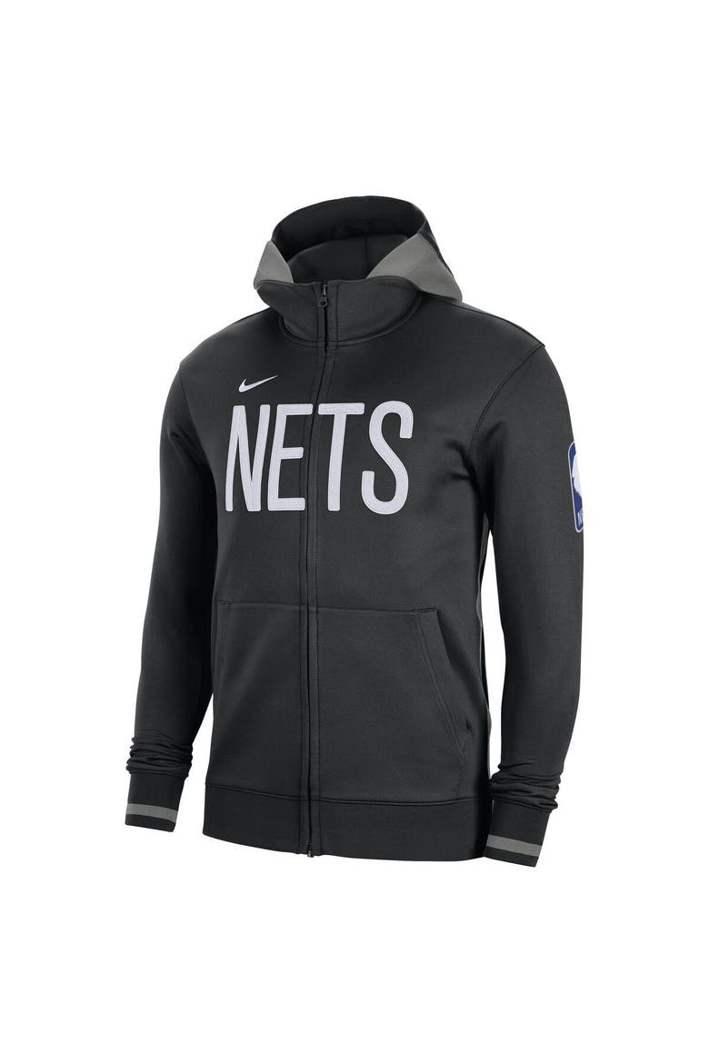 Men's Nike Black Brooklyn Nets Authentic Showtime Performance Full-Zip Hoodie, Alternate, color, Black