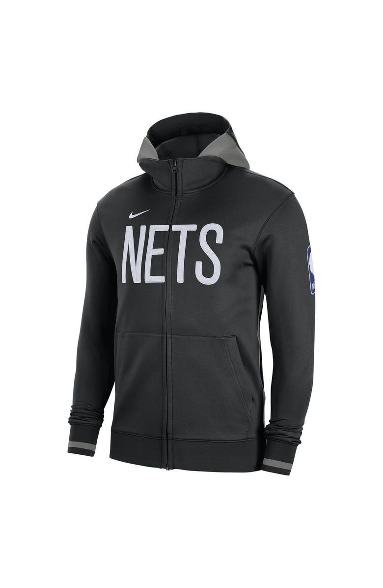 Nike Men's Nike Black Brooklyn Nets Authentic Showtime Performance Full-Zip Hoodie, Alternate, color, Black