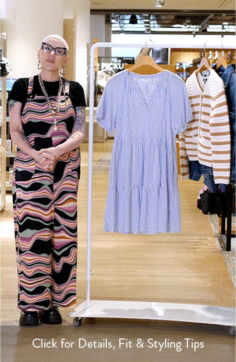 Alora Stripe Tiered Cotton Blend Dress, sales video thumbnail