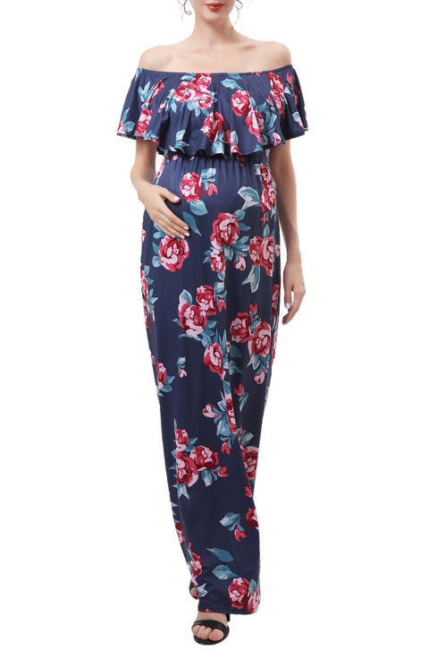 Brielle Off the Shoulder Maternity/Nursing Maxi Dress