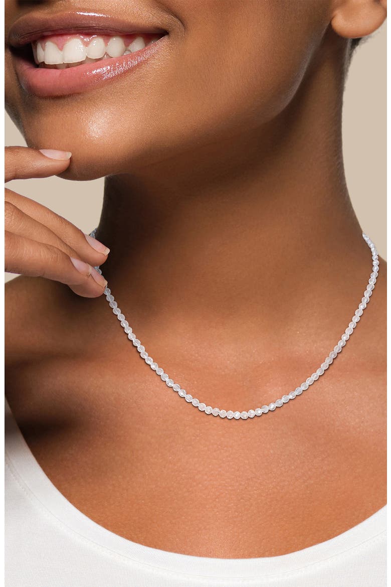 White Topaz Beaded Necklace & Bracelet Set, Alternate, color, WHITE