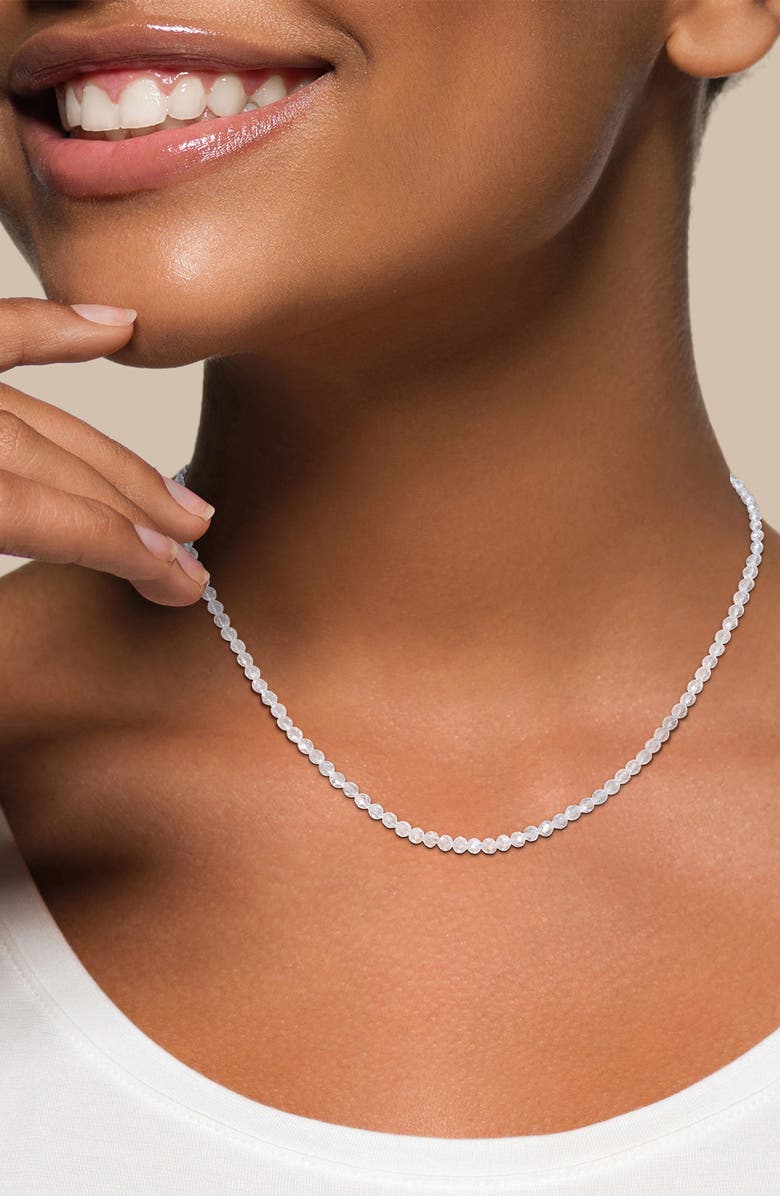 DELMAR White Topaz Beaded Necklace & Bracelet Set, Alternate, color, White