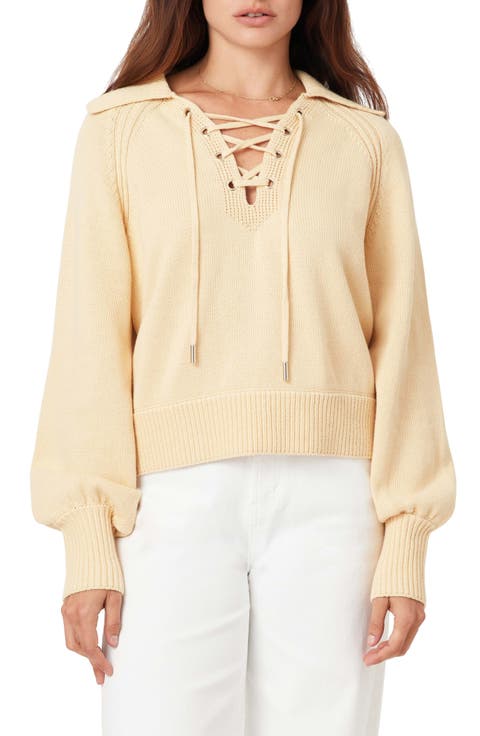 Lace-Up Cotton Sweater