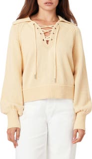 Habitual Lace-Up Cotton Sweater