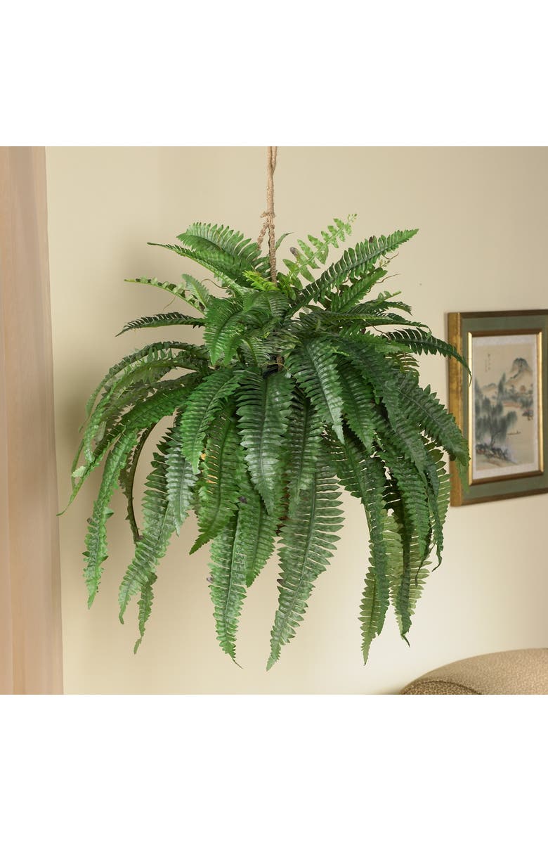 NEARLY NATURAL Large Boston Fern Hanging Basket, Alternate, color,