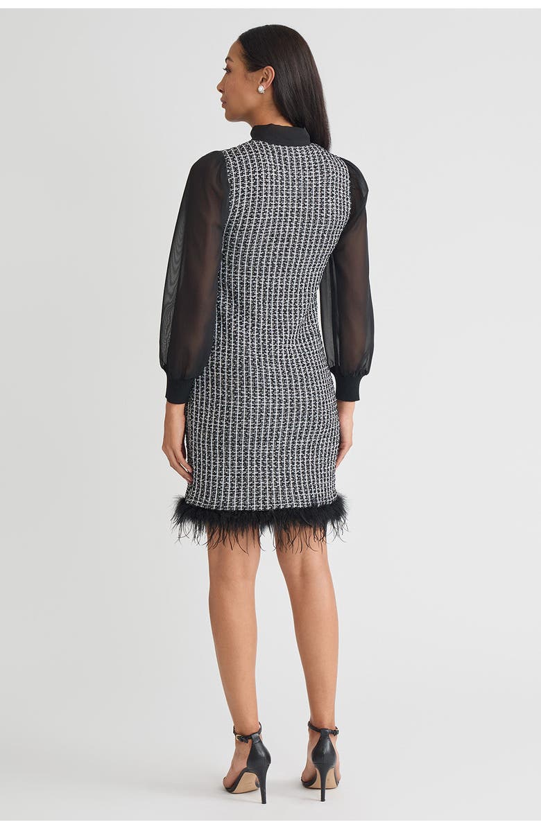 Ming Wang Mixed-Media Tweed Knit Sheath Dress, Alternate, color, Black/White