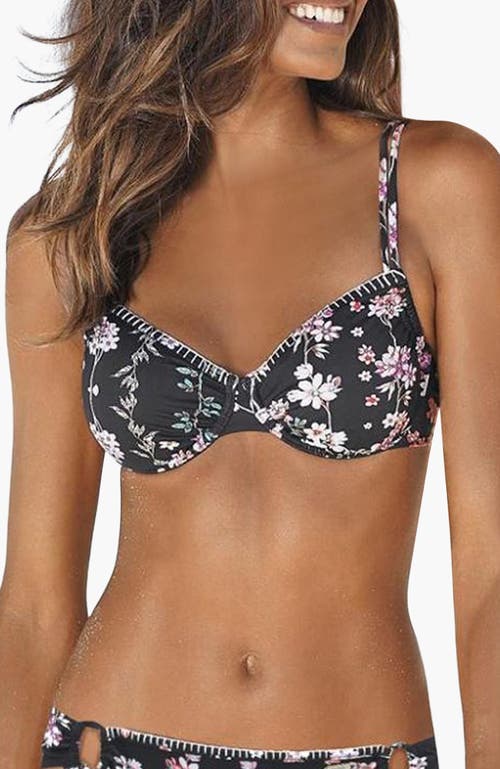Lascana Trimmed Underwire Bikini Top Size 40dd In Black