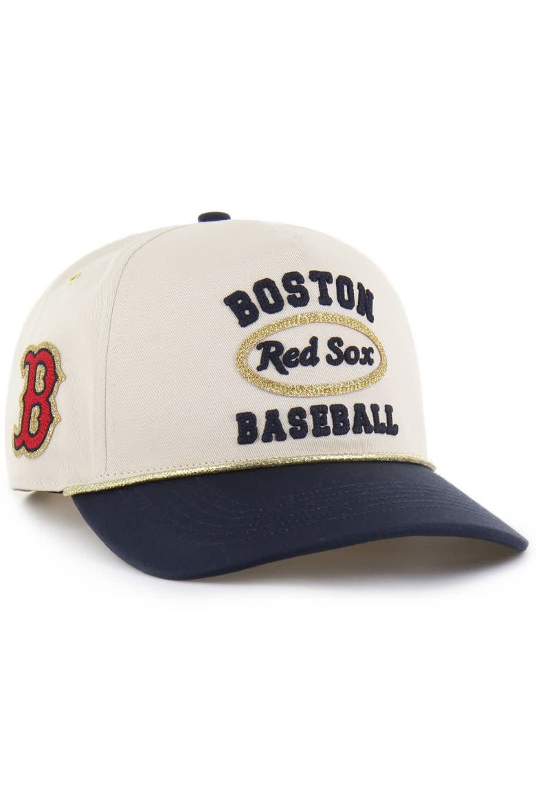 Men's '47 x Stoney Clover Lane  Natural/Navy Boston Red Sox Glitter Rope Hitch Adjustable Hat, Main, color, Natural