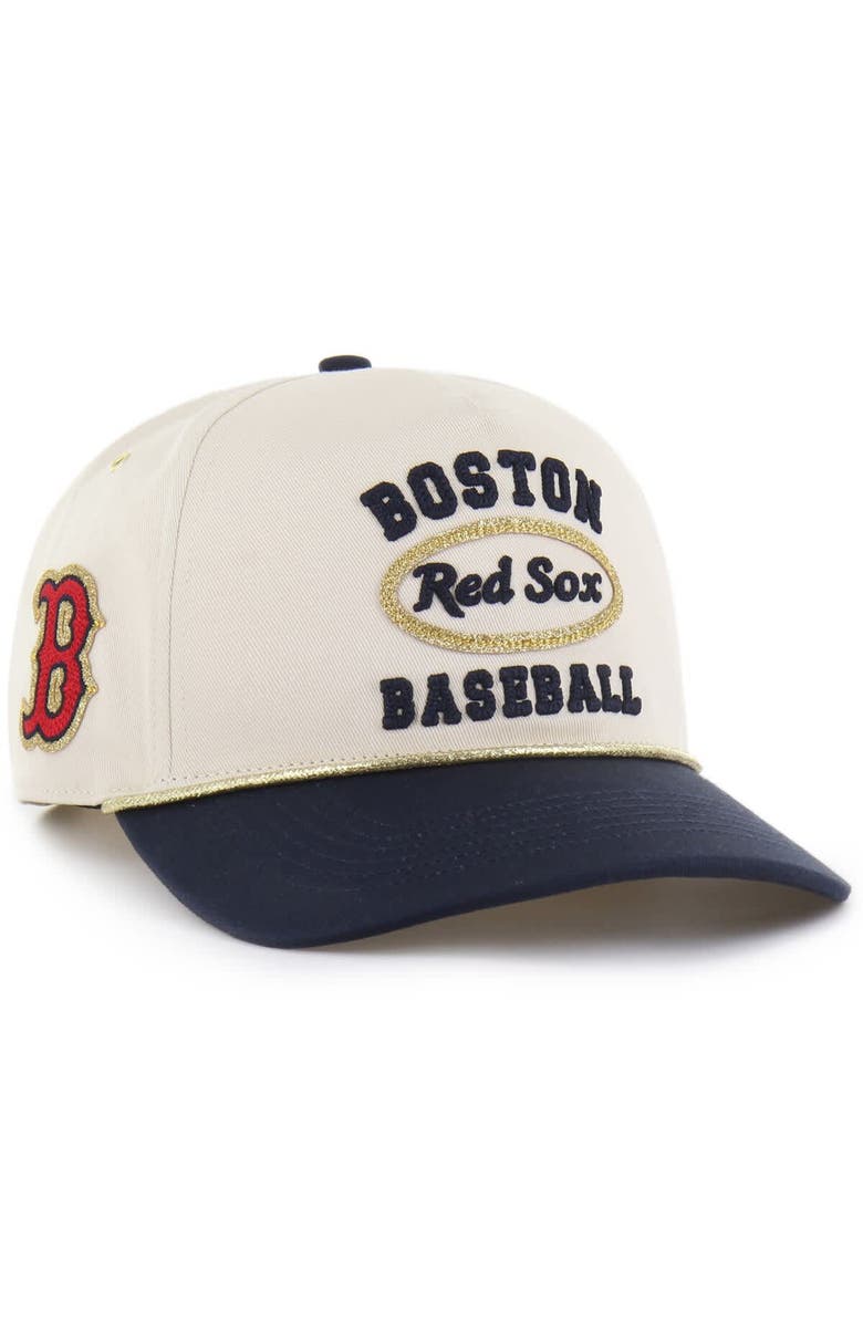 Stoney Clover Lane X '47 Men's '47 x Stoney Clover Lane  Natural/Navy Boston Red Sox Glitter Rope Hitch Adjustable Hat, Main, color, Natural