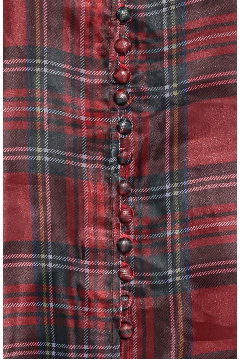 Marni Plaid Organza Button-Up Shirt, Alternate, color, RED PLAID