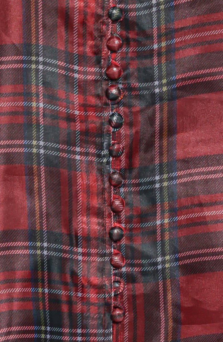 Petal & Pup Marni Plaid Organza Button-Up Shirt, Alternate, color, Red Plaid