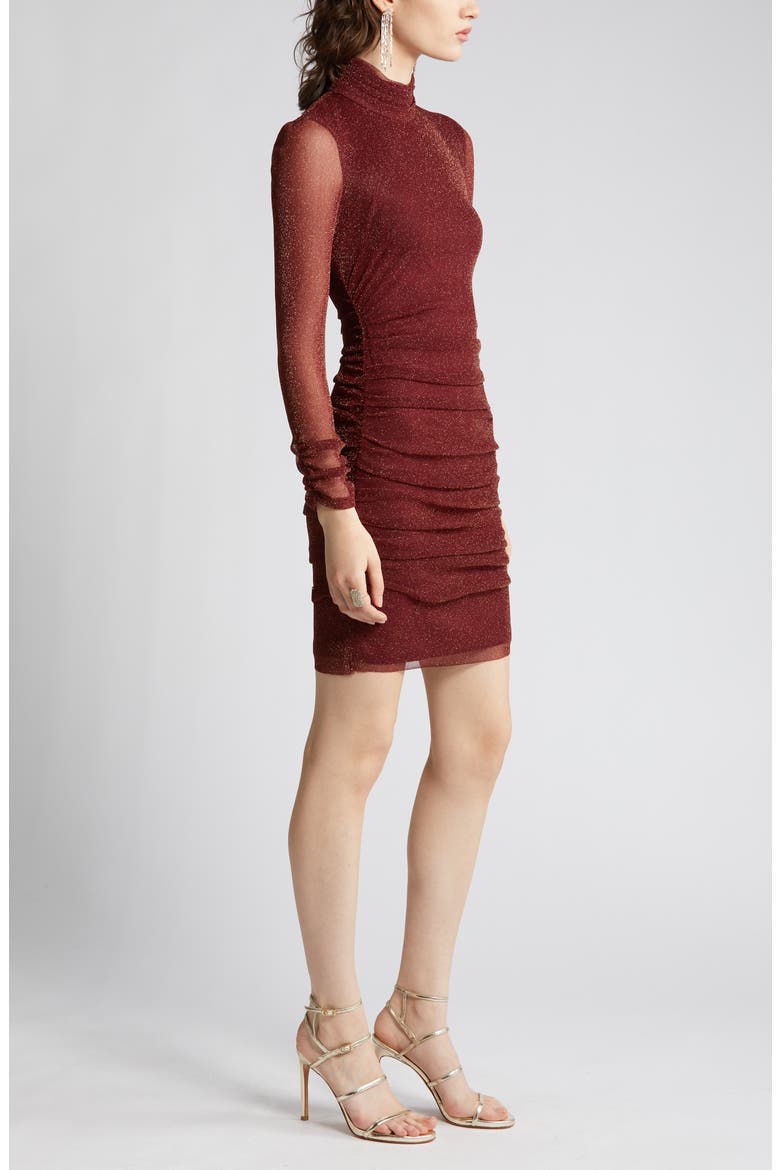 Metallic Long Sleeve Body-Con Dress, Alternate, color, WNE