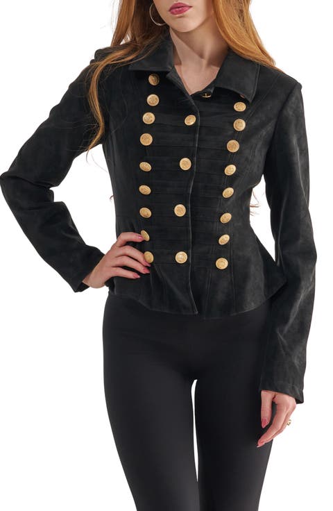 Xenia Faux Suede Military Jacket
